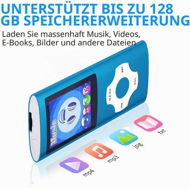 MP4-плеєр Mymahdi з Bluetooth 32GB, Рожевий: 1.8