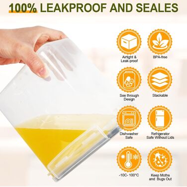 Набір контейнерів для зберігання Cinnani 2.8L (6 шт.) з кришкою, герметичні, BPA free, для круп, мюслі, макаронів, рису, борошна