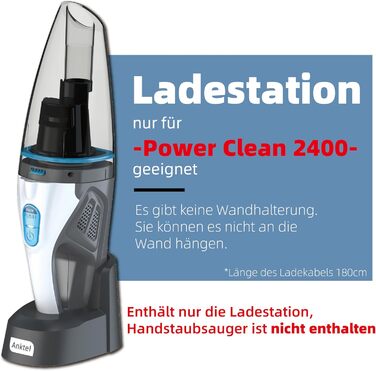 Ручний бездротовий пилосос Anktel PowerClean 2400 з LED-підсвічуванням та станцією для зарядки. Модель для сухого та вологого прибирання, бездротовий, без мішка, з HEPA-фільтром. Ідеальний для дому та автомобіля. Колір: білий-сірий.