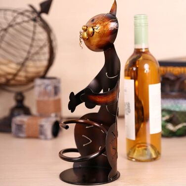 Metal wine bottle holder, cat-shaped wine bottle holder, metal wine tray, practical sculptures for home decor, cat craft, home decoration, Mother's Day gift