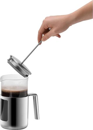 WMF Kult Coffee Press 1l, French Press, Coffee Maker for 6 Cups, Glass, Brushed Cromargan Stainless Steel, Dishwasher Safe
