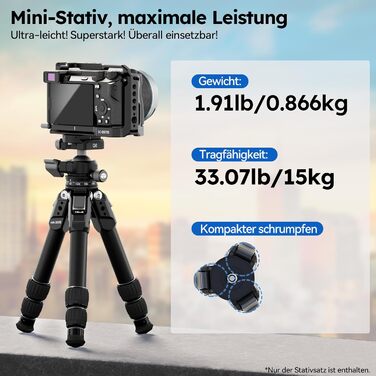 Штатив SIRUI AM-203S: компактний міні-штатив з алюмінію для DSLR, Vlogging, настільний, 15кг, 42см