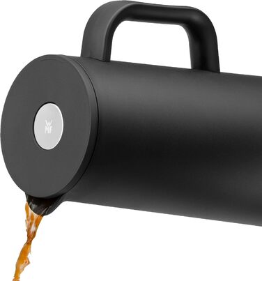 WMF Impulse Thermos Flask 1l, Insulated Carafe for Coffee or Tea, Pressure Lock, Keeps Drinks Cold & Warm for 24h, Black