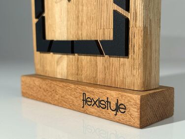 FLEXISTYLE Modern Stand Clock Small Wood Oak Living Room Bathroom, Black/Oak, Black (Style 9)