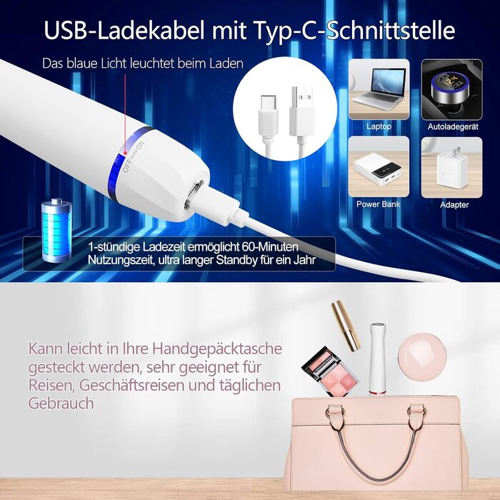 Електричний жіночий триммер 5-в-1 для бікіні, обличчя, ніг та під пахвами. Бездротовий, вологостійкий, з USB-зарядкою