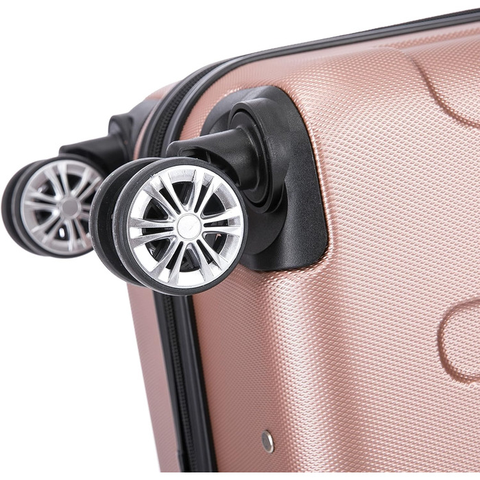 Чемодан-тележка Flexot® Flex-2045 для ручної поклажі (16 кольорів) з подвійними колесами, жорсткий корпус (M, Рожеве золото)