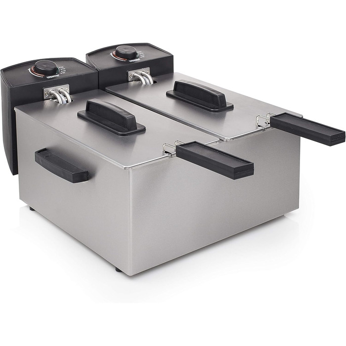 Princess 183123 Stainless Steel Double Deep Fryer - 2 x 3 Liters (2 x 1800 Watts) with Cold Zone Function, 6 L