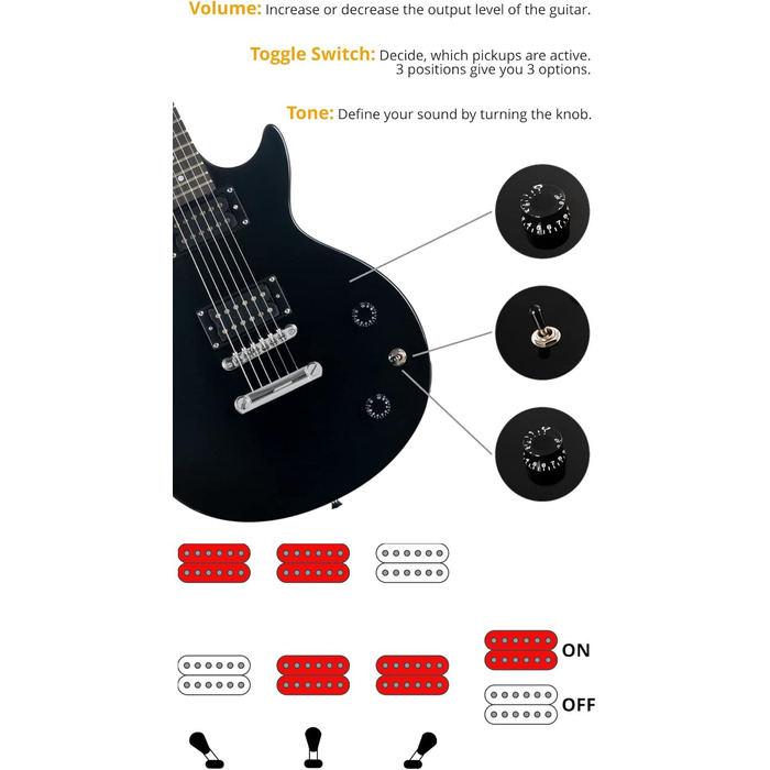 Електрогітара Rocktile Banger's Pack Kompletset - Чорний (Комплект: підсилювач, чохол, кабель, ремінь, медіатори, запасні струни, навчальний матеріал з CD/DVD)