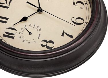 Foxtop Funk Wall Clock, Indoor Outdoor Weatherproof Wall Clock with Temperature Display and Hygrometer, No Ticking Sound Silent Retro Clock for Terrace Bathroom Kitchen Living Room Home Decor (Bronze, 30cm) (Bronze)