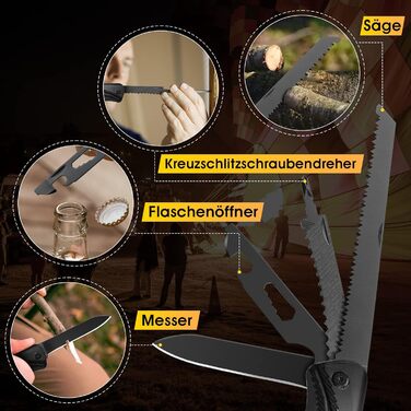 Camping Axe Hatchet, Outdoor Survival Multitool Small Axe, Aluminum Handle 15-in-1 Multifunction Tool with Hammer Saw Knife, mini tool - Gifts for Men