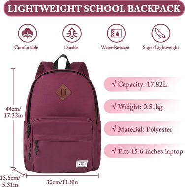 Шкільний рюкзак для підлітків: легкий, 15.6