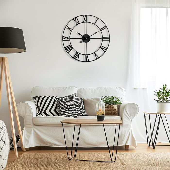 Mee 2ou Wall Clock Modern Nearly Silent Without Ticking - 40cm Diameter Roman Numeral Wall Clocks Modern Living Room Wall Clock Vintage For Bedroom Kitchen Office Country Style Industrial Style