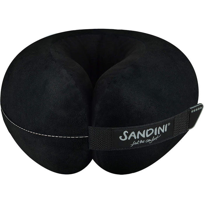 SANDINI TravelFix Regular Size – Microfiber – Premium Travel Pillow Made in EU / Neck Pillow with Ergonomic Support – Free Carrying Bag with Attachment Clip