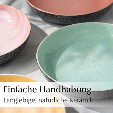 Набір посуду Miamio Las Palmitas (24 предмети) для 6 осіб: тарілки, чашки, супові тарілки, миски для каші/пасти. Можна мити в посудомийній машині, використовувати в мікрохвильовій печі та духовці.