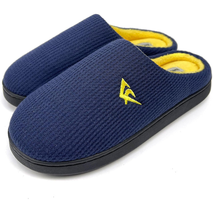 Тапочки халатні зимові JOMIX для чоловіків та жінок. Теплі, з піною пам'яті, зручні та неслизькі. Розмір 40 EU, колір: морський/жовтий
