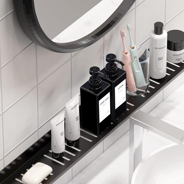 Настінний диспенсер для мила Anhow 3er PETG, 500 мл, чорний, без свердління, з 16 вологостійкими етикетками для кухні/ванної кімнати