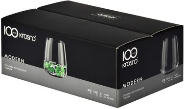 Набір келихів Krosno для білого, рожевого вина та Prosecco, 4 шт., об'єм 650/480 мл, сучасна колекція, ідеально для дому, ресторану та кухні, безпечно мити в посудомийній машині