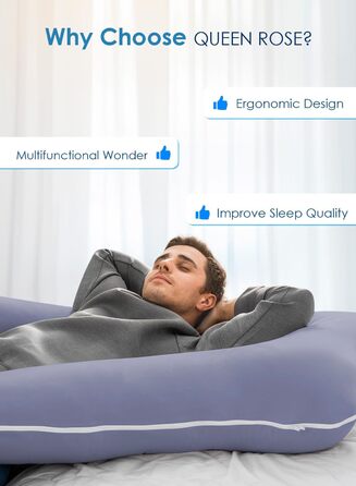 Охолоджуюча подушка для вагітних QUEEN ROSE, 140 см, U-подібна, знімний шовковистий чохол, рожева