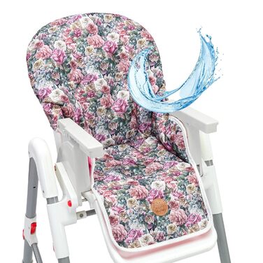 Seat reducer for high chair, baby seat cushion, chair - children for Ikea, Peg Perego high chair, chair cover for children's chair, baby chair and high chairs, leaves (flowers, seat cushion)