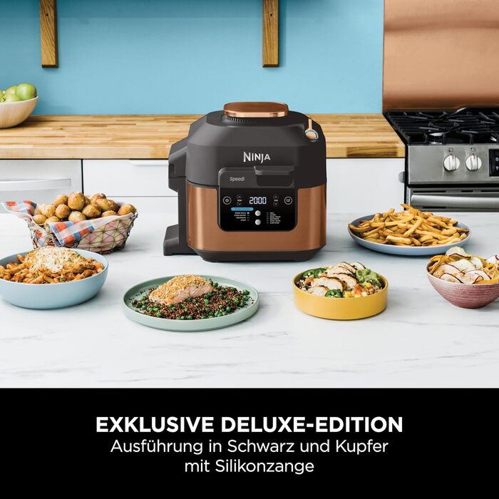 Ninja Speedi Multi Cooker, 5.7L, 10-in-1 Multi Cooker, Air Fryer Hot Air Fryer, Slow Cooker Slow Cooking, Grilling, Baking, Black & Copper ON400EUCP
