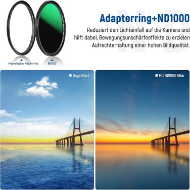 NEEWER Набір фільтрів ND 62mm 5-в-1: ND1000, CPL, UV, адаптер, кришка + сумка (62мм)