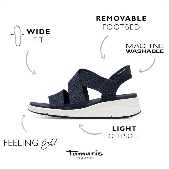 Босоніжки жіночі Tamaris 8-88724-44 Wide Fit, сині (38 EU) - Широка повнота