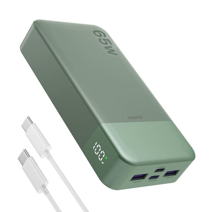 Power Bank JUOVI 20000mAh з PD 65W: зарядка для ноутбука, телефону, iPad, MacBook, Steam Deck (зелений)