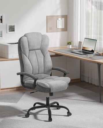 Крісло офісне SONGMICS, крісло для шефа, комп'ютерне крісло, регулювання висоти сидіння, чорне (сіро-чорний)