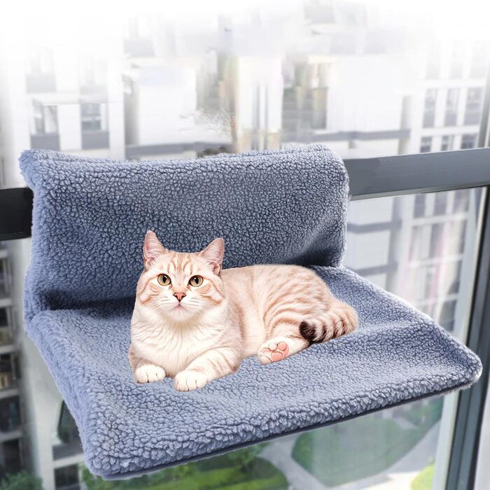 Ліжко для кота на батарею, плюшеве, сіре, 45x30 см