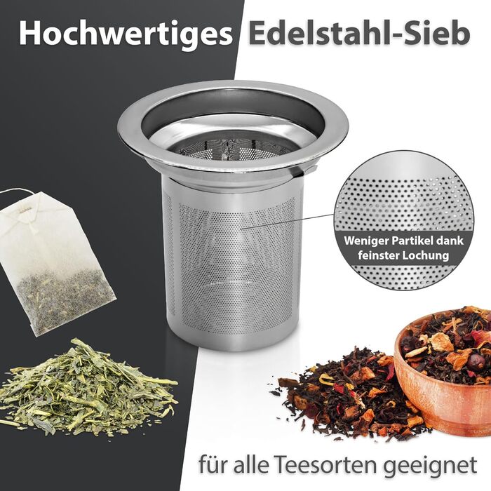 Скляний чайник T24 з ситечком, 1250 мл, з нержавіючої сталі, термостійкий, з захистом від перегріву, для заварювання листового чаю