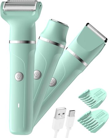 Електричний жіночий триммер 3-в-1 для тіла та обличчя, водонепроникний, зелений