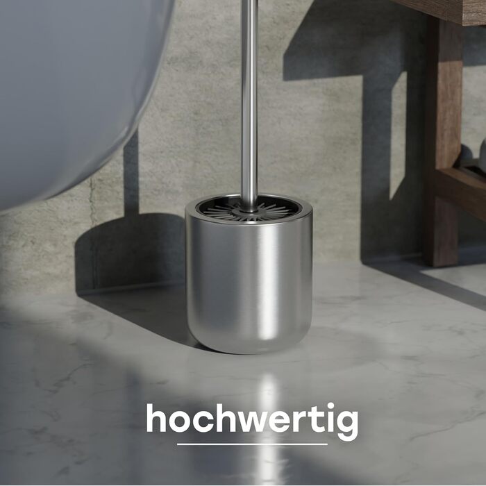 Набір для туалету SAVEGA: щітка для унітазу з нержавіючої сталі та силікону з підставкою, антибактеріальна головка, WC-газетниця, сріблястий колір