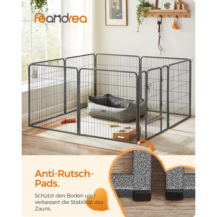 Вольєр для тварин Feandrea Freilaufgege XL (77x80 см), сірий, збірний, для великих тварин, 8 панелей