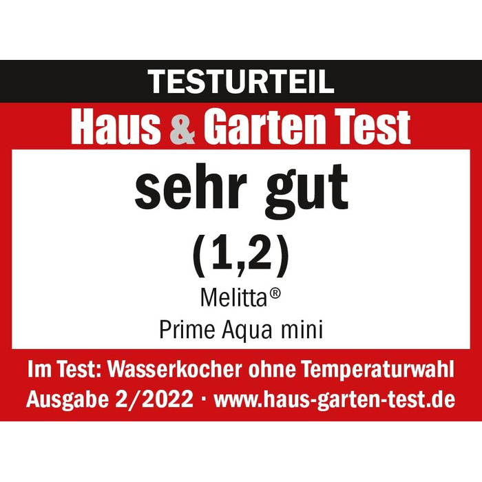 Електричний чайник MELITTA Prime Aqua mini, 1.0 л, 2200 Вт, чорний, нержавіюча сталь