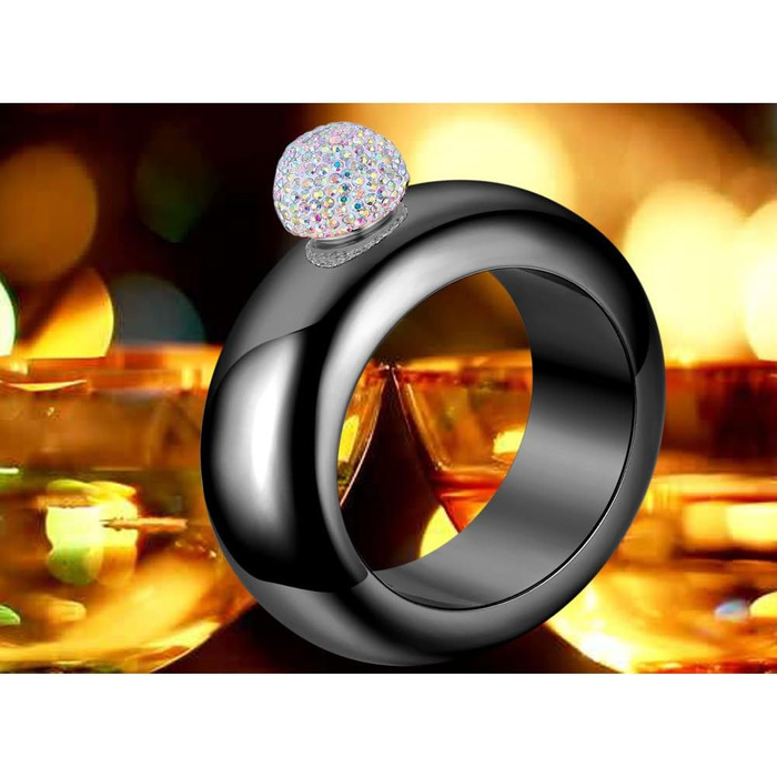 Набір флакончиків Qingo: флакон, браслет, перстень, нержавіюча сталь 304, 100 мл, чорний з кришкою зі стразами