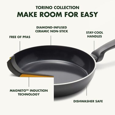 Набір керамічних сковорідок GreenPan Torino 24 і 28 см, антипригарні, без PFAS, для індукції, духовки та посудомийки, чорні