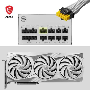 Блок живлення MSI MAG A850GL PCIE5 White, 850W, 80 Plus Gold, повністю модульний, ATX 3.0, PCIe 5.0, білий