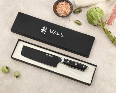 Wakoli Nakiri Messer 17 см: ніж для овочів з титанового покриття, нержавіюча сталь, G10 ручка, ніж для овочів та зелені, ніж для хліба в подарунковій коробці