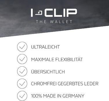 I-CLIP Original Slim Wallet Leather Wallet - Premium Wallet - Card Case - Credit Card Case with Money Clip - Smooth Leather Black