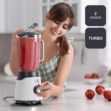 Black+Decker 2200W Stand Mixer with Glass Bowl - 2.2L, 8 Speeds, 6 Stainless Steel Blades, Ice Crush & Smoothie Function, LED Display, Safety System