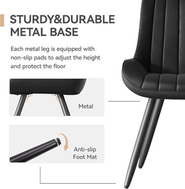 Modern Upholstered Dining Chairs - 4 Pack