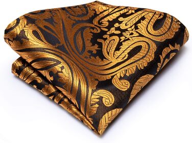 Чоловічий краватковий комплект Hi-Tie: краватка, нагрудна хустинка, затискач для краватки, запонки, шовкова тканина, чорний/золотий візерунок павліній, для вечірки, весілля