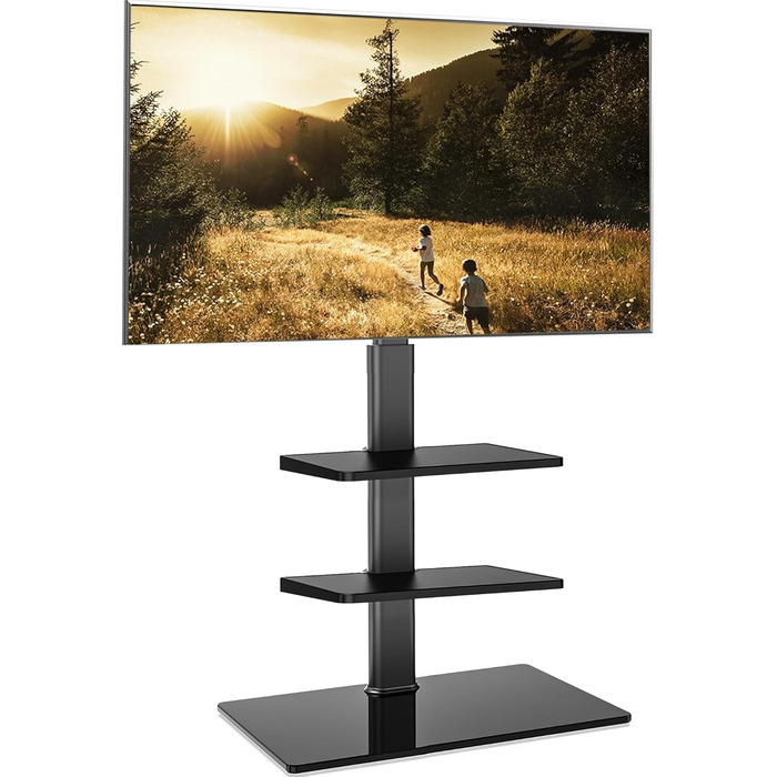 FITUEYES Adjustable Swivel TV Stand - Floor Mount for 32-60 inch Flat & Curved TVs (up to 30kg, VESA 600x400) - Black