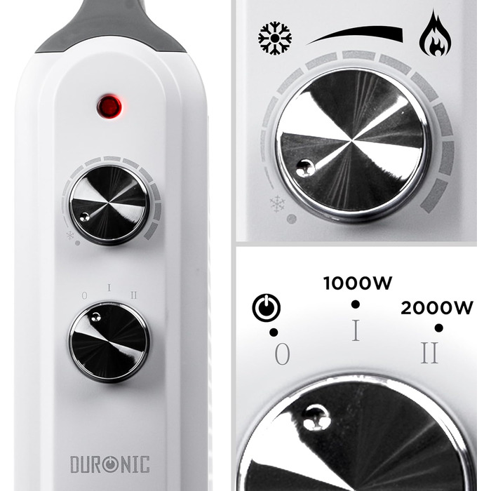 Електричний конвектор Duronic HV180: 2000W, компактний, з ручкою, 2 режими нагріву