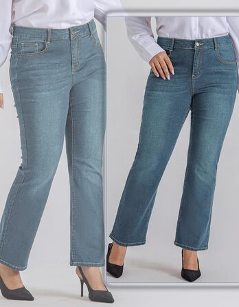 Жіночі джинси Bootcut Hanna Nikole великого розміру, висока талія, блакитно-сірі, еластичні (48 розмірів)