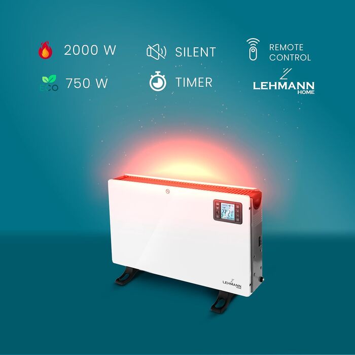 Електричний конвектор LEHMANN LHOHC-2013C: 2000 Вт, WiFi, LED, Таймер, Пульт керування