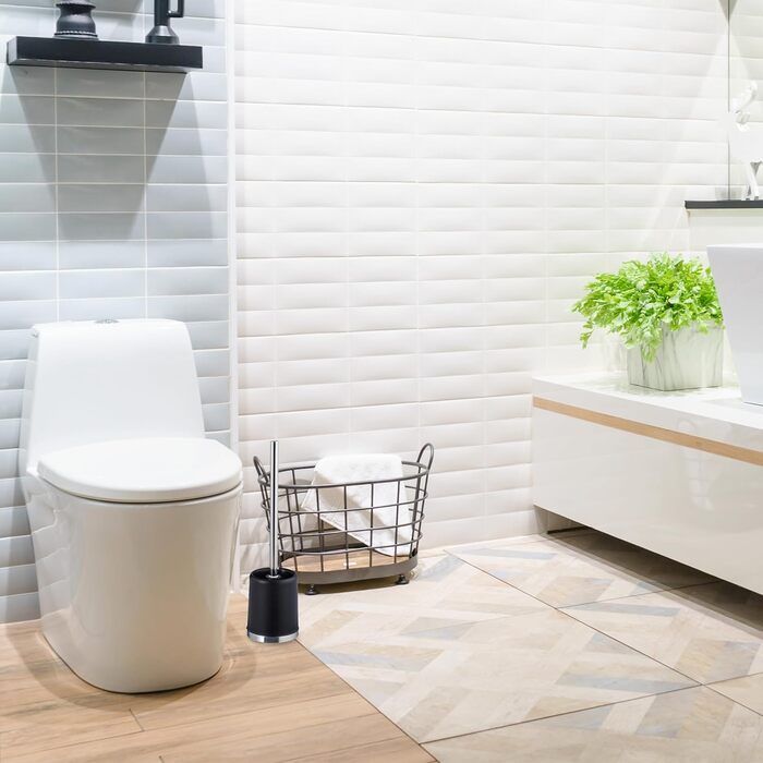 Набір з 3 універсальних щіток для унітазу Relaxdays з тримачем, знімний насаджувач, Ø 7 см, чорний