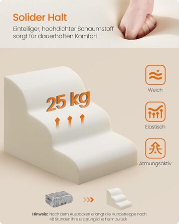 Сходи для собак Feandrea, 3 сходинки, для маленьких собак, котів, водонепроникні, з неслизьким покриттям, знімний чохол, сірий PPS003G01