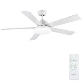 Стеляний вентилятор Newday 153 см з підсвіткою та пультом керування, 5 лопатей, DC мотор, реверс, пам'ять, регулювання яскравості (білий)