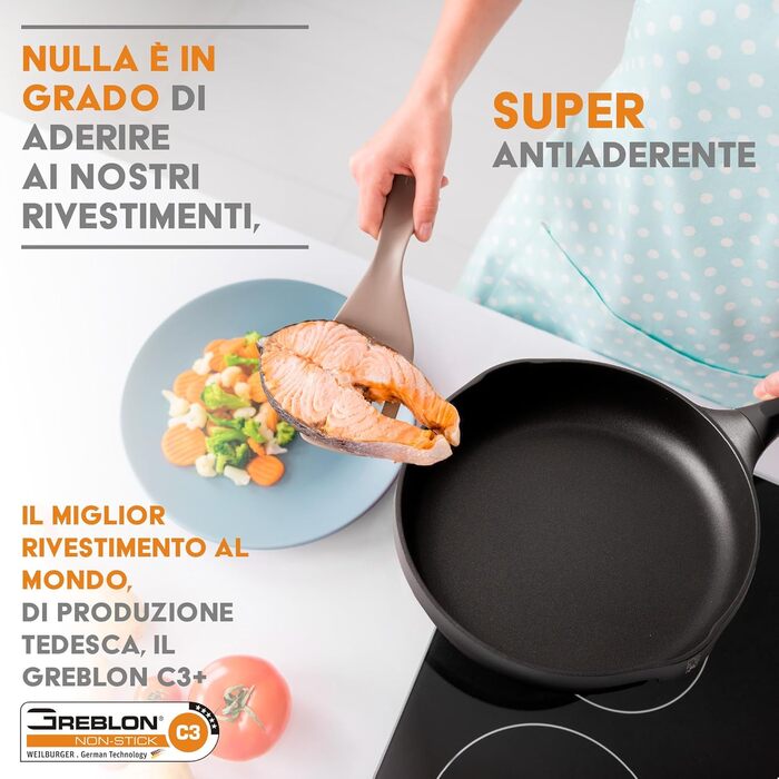 Набір сковорідок Stone&Stone (4 шт.) 20-24-28-32 см | Антипригарне покриття, для індукції та газу | Професійні сковороди з німецьким покриттям + 4 кришки, 4 аксесуари, без PFAS